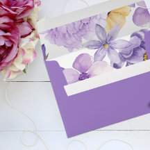 Purple Peonies Romance Wedding Envelope Liner