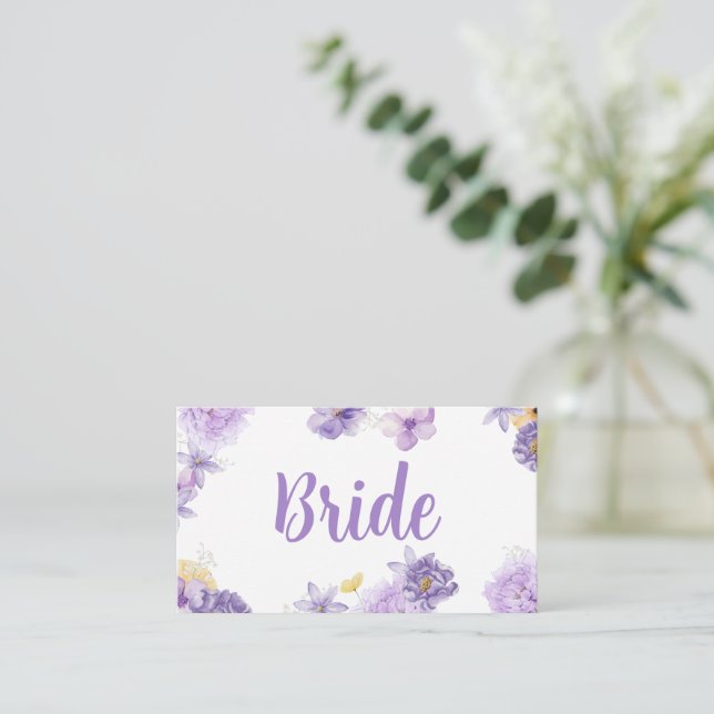 Purple Peonies Romance Wedding Place Card (Standing Front)