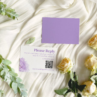 Purple Peonies Romance Wedding RSVP Enclosure Card