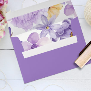 Purple Peonies Wedding Invitation Envelope