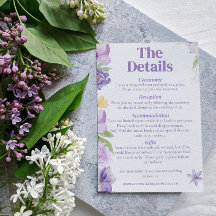 Purple Peonies Wedding Invite Enclosure Card