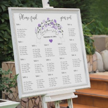 Purple Peonies Wedding Seating Chart 17 Tables by samack at Zazzle