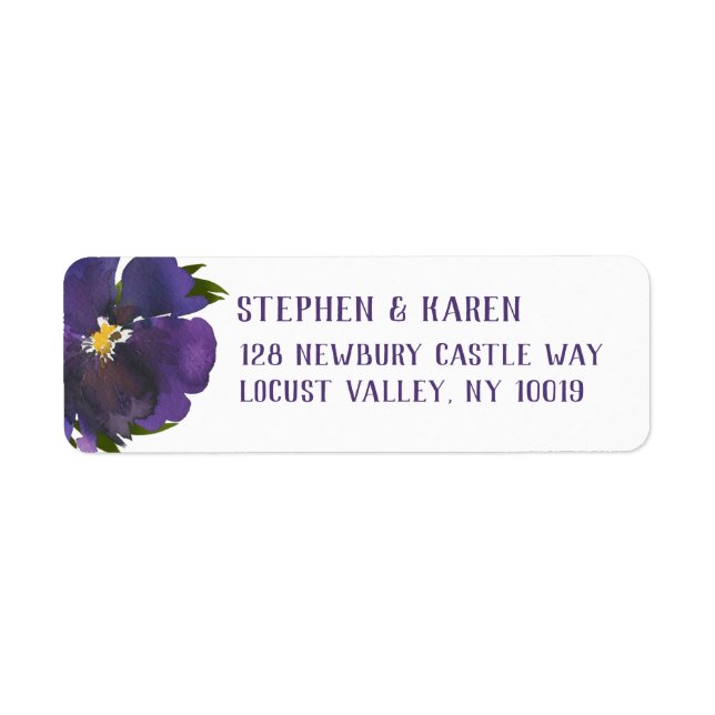 Purple Peony Elegant Wedding  Label (Front)