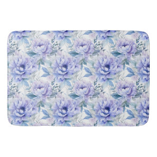 Purple Peony Floral Bathroom Bath Mat