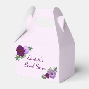Purple Peony Floral Bridal Shower Favor Boxes