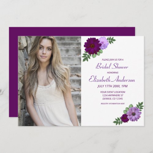 Purple Peony Floral Bridal Shower Invitation