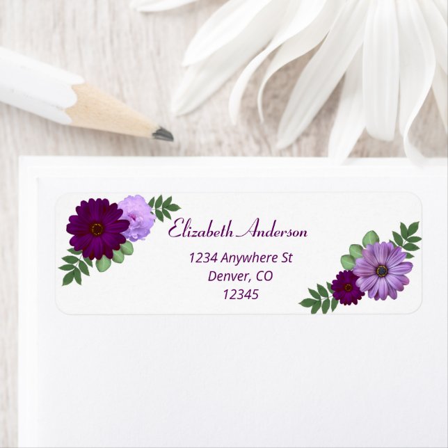 Purple Peony Floral Bridal Shower Label (Insitu)