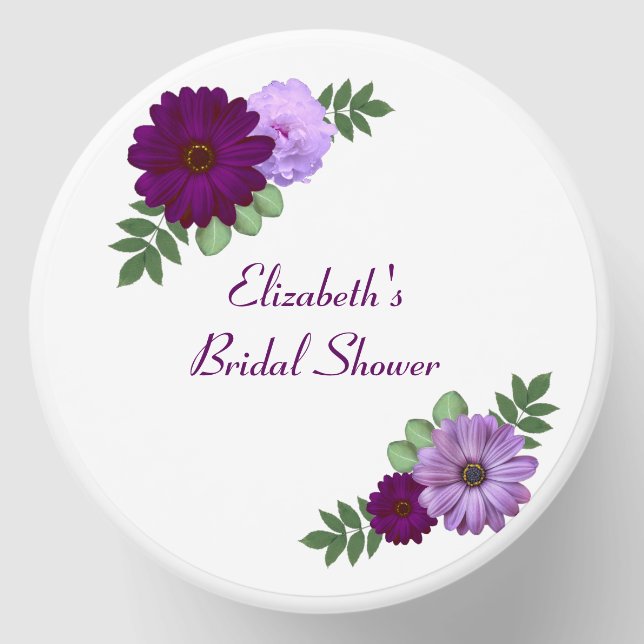 Purple Peony Floral Bridal Shower Mini Candle Favors (Front)