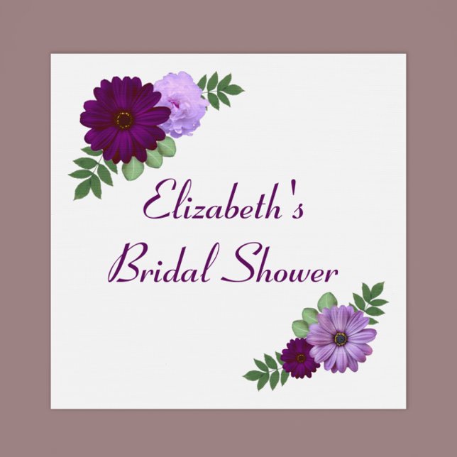Purple Peony Floral Bridal Shower Napkins (Creator Uploaded)