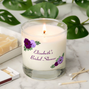 Purple Peony Floral Bridal Shower Scented Candle