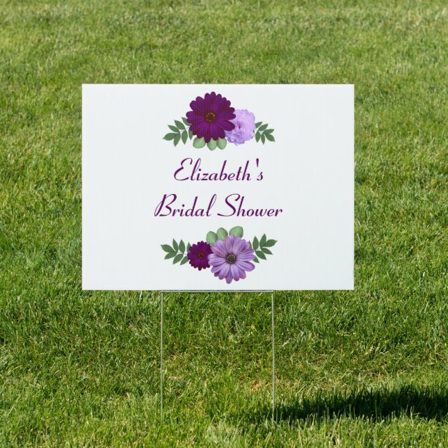 Purple Peony Floral Bridal Shower Sign (Insitu)