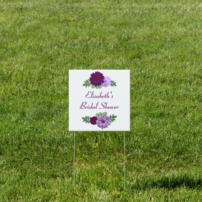 Purple Peony Floral Bridal Shower Sign (Insitu)