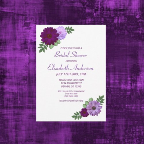 Purple Peony Floral Engagement Party Invitation