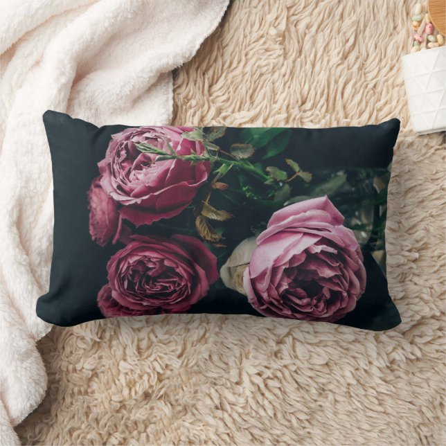 Purple Peony Floral Throw Pillow (Blanket)
