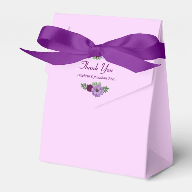 Purple Peony Floral Wedding Favor Boxes (Front Side)
