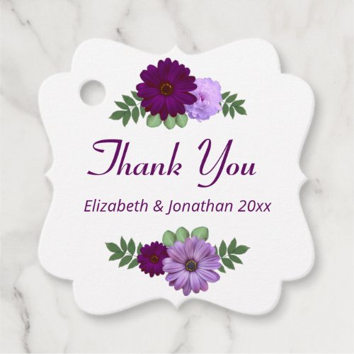 Purple Peony Floral Wedding Favor Tags