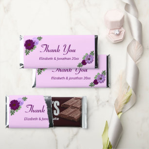 Purple Peony Floral Wedding Hershey Bar Favors