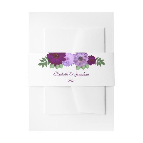 Purple Peony Floral Wedding Invitation Belly Band