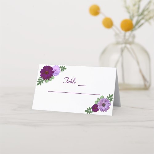 Purple Peony Floral Wedding Place Card