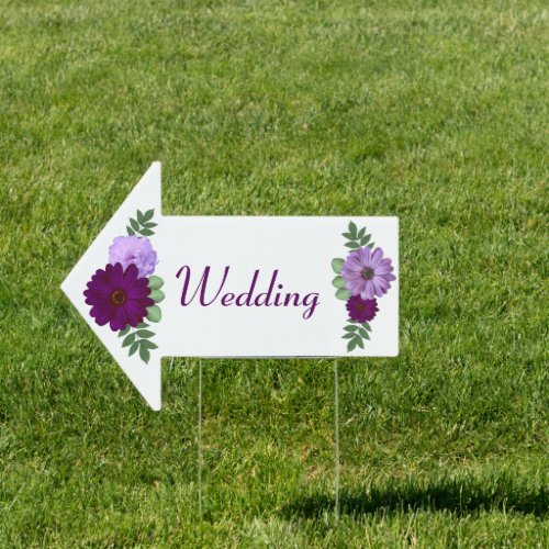 Purple Peony Floral Wedding Sign