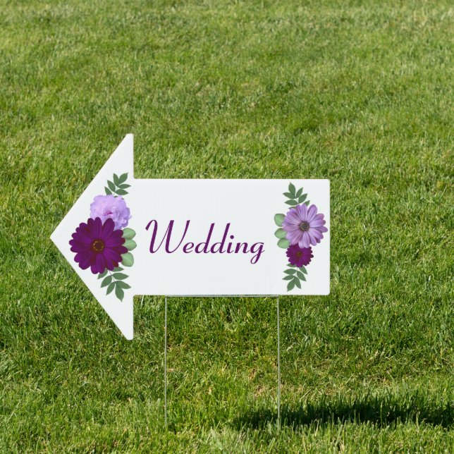Purple Peony Floral Wedding Sign (Insitu)
