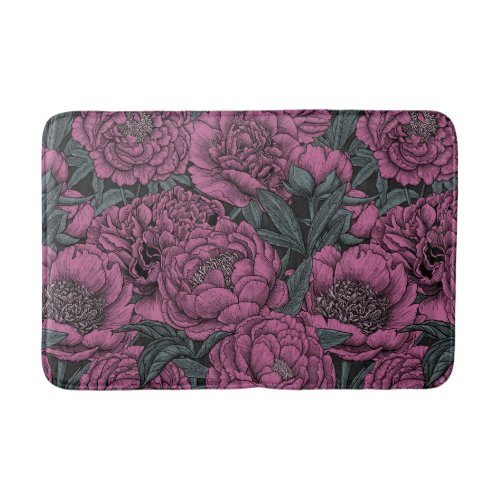 Purple peony flowers bath mat