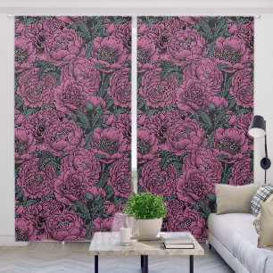 Purple peony flowers blackout curtains