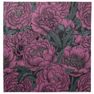 Purple peony flowers cloth napkin
