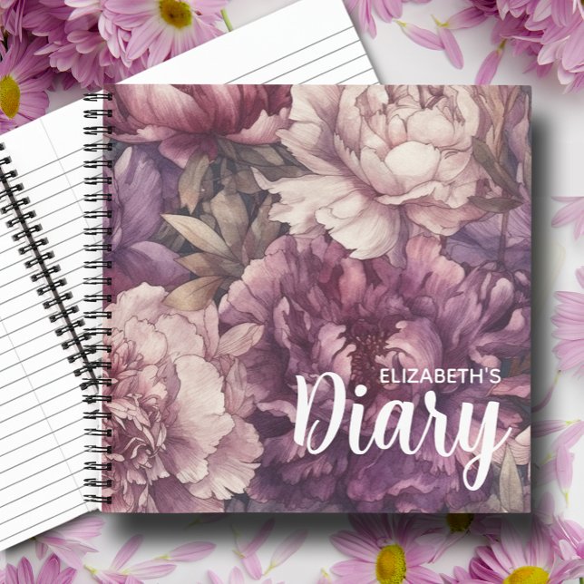 Purple Peony Flowers Diary Notebook (Creator Uploaded)