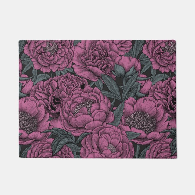 Purple peony flowers doormat (Front)