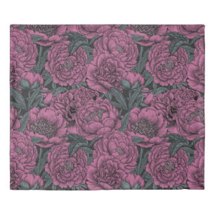 Purple peony flowers duvet cover