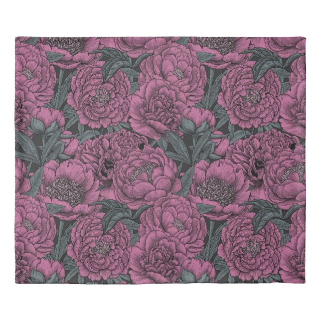 Purple peony flowers duvet cover (Front)