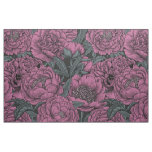 Purple peony flowers fabric