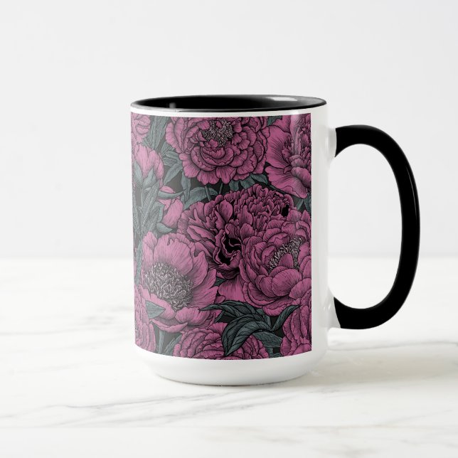 Purple peony flowers mug (Right)