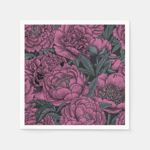 Purple peony flowers napkins