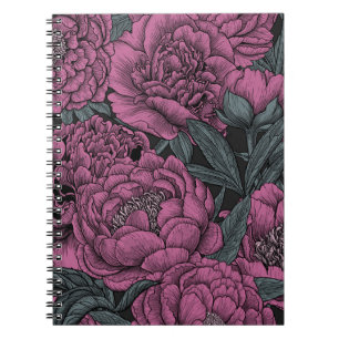 Purple peony flowers notebook