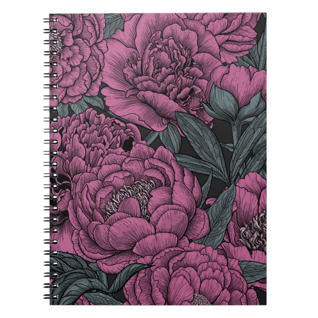 Purple peony flowers notebook (Front)