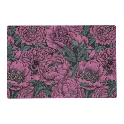 Purple peony flowers placemat