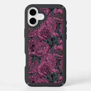 Purple peony flowers iPhone 16 plus case