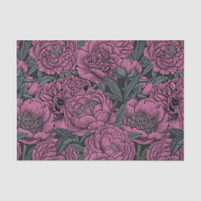Purple peony flowers tissue paper (Front)