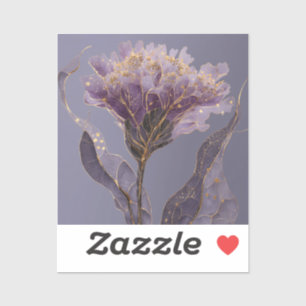 Purple Peony Inspired Floral Gold Accents Sticker