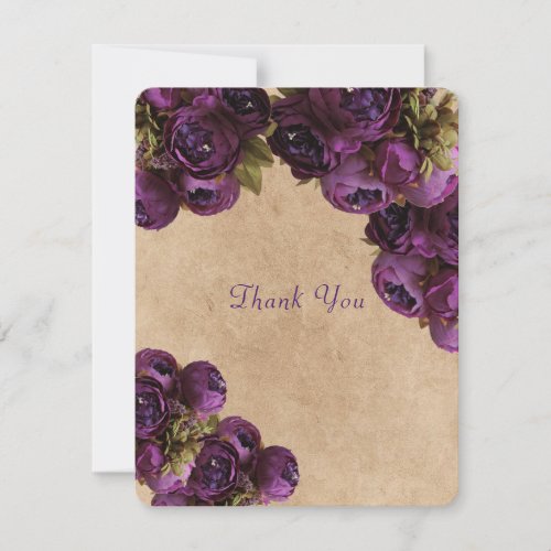 Purple Peony Rustic Paper Wedding Thank You