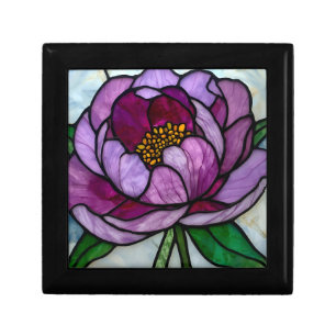 Purple Peony Stained Glass Gift Box