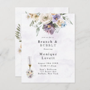 Purple Peony Wildflowers Brunch and Bubbly Invitation
