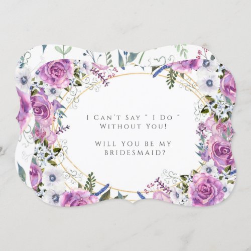 Purple Peony Will You Be My Bridesmaid Invitation