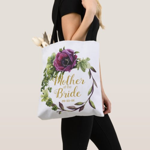 Purple Peony Wreath Mother of the Bride ID456 Tote Bag