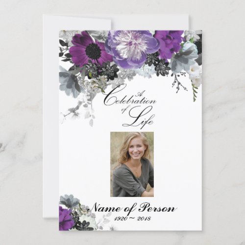 Purple PeonyCelebration of Life Funeral Invitation
