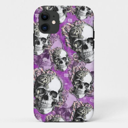 Purple People Eater. Skull And Roses I Phone Case. Iphone 11 Case