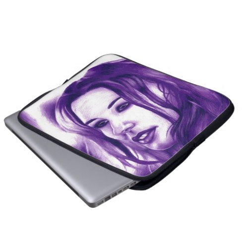 Purple People Woman Portrait Original Art Laptop Sleeve