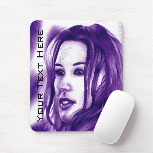 Purple People Woman Portrait Original Art Mouse Pad